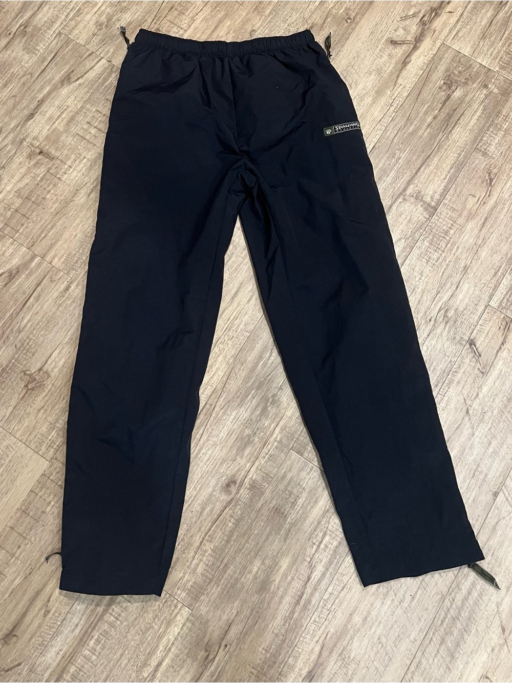 Spalding Athletic Black Nylon Zip-Leg Track Pants Size Large